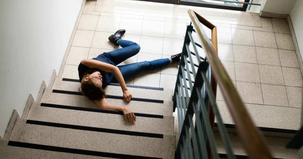 Slip and fall accident on stairs